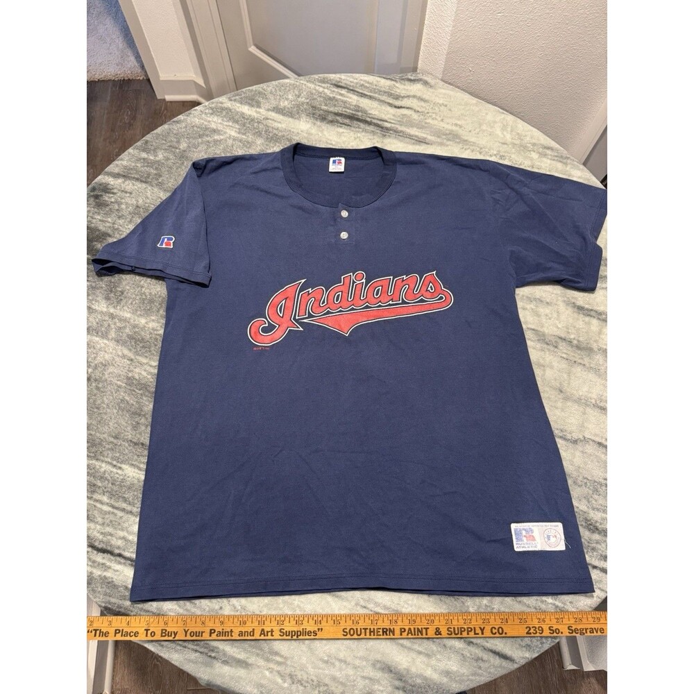 Vtg Russell Athletic Cleveland Indians V-Neck Jersey Shirt 1996 - XXLarge - USA